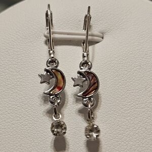 Moon and Star sterling silver earrings